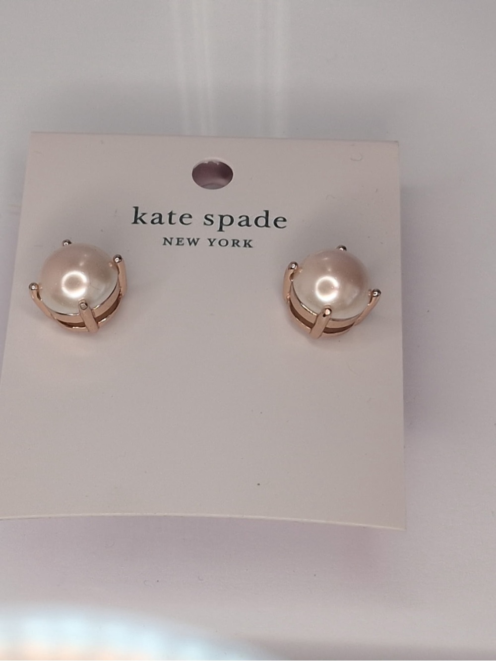 kate spade Pearl Crown Stud Earrings in Pearl and Rose Gold